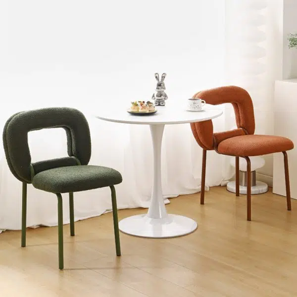 Modern Minimalist Doughnut Square Lambswool Carbon Steel Vanity Stool Backrest For Bedroom - Image 13