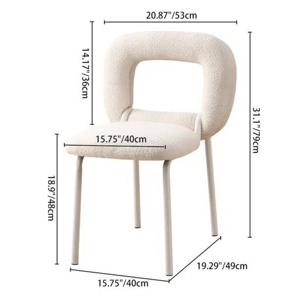 Modern Minimalist Doughnut Square Lambswool Carbon Steel Vanity Stool Backrest For Bedroom - Image 4