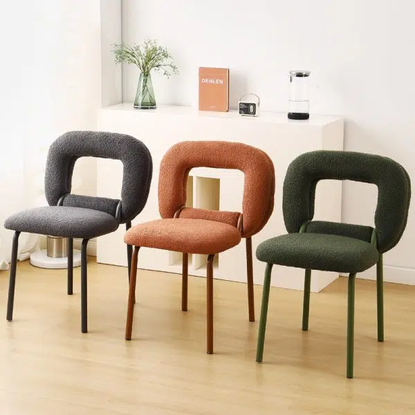 Modern Minimalist Doughnut Square Lambswool Carbon Steel Vanity Stool Backrest For Bedroom