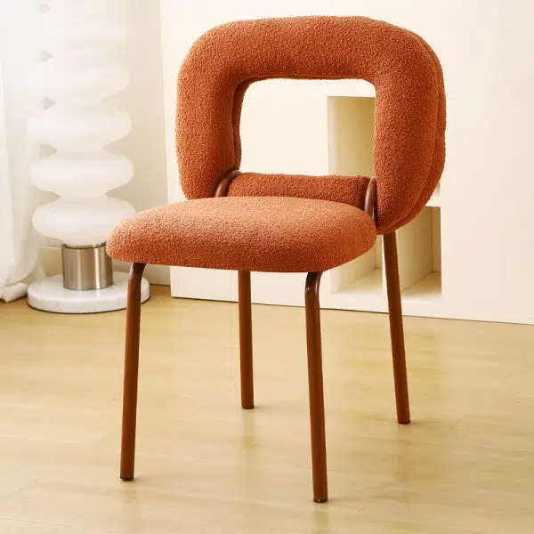 Modern Minimalist Doughnut Square Lambswool Carbon Steel Vanity Stool Backrest For Bedroom - Image 17
