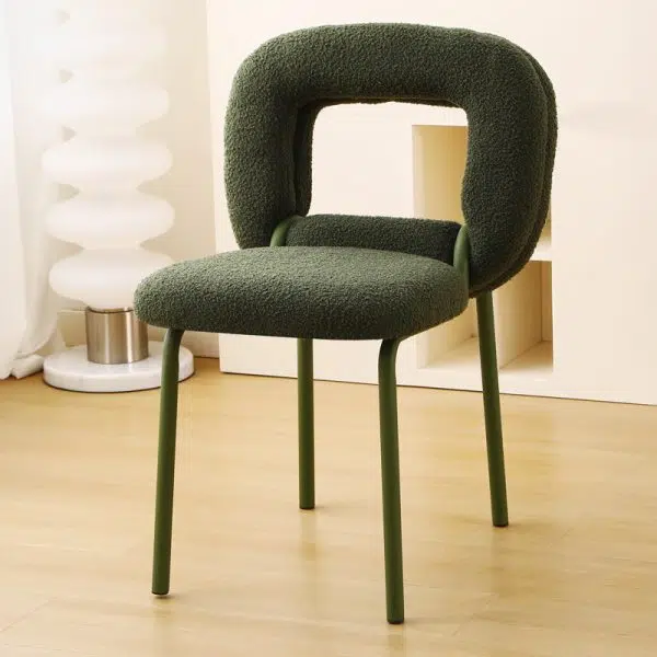 Modern Minimalist Doughnut Square Lambswool Carbon Steel Vanity Stool Backrest For Bedroom - Image 18