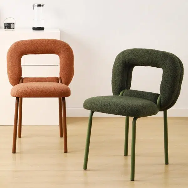 Modern Minimalist Doughnut Square Lambswool Carbon Steel Vanity Stool Backrest For Bedroom - Image 2