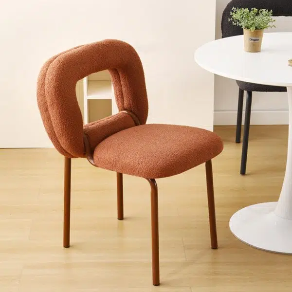 Modern Minimalist Doughnut Square Lambswool Carbon Steel Vanity Stool Backrest For Bedroom - Image 15