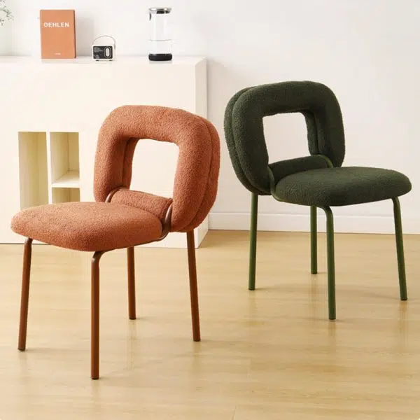 Modern Minimalist Doughnut Square Lambswool Carbon Steel Vanity Stool Backrest For Bedroom - Image 12