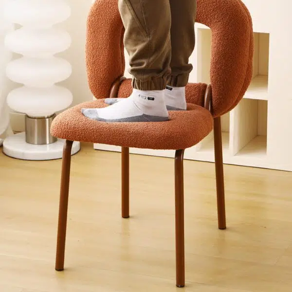 Modern Minimalist Doughnut Square Lambswool Carbon Steel Vanity Stool Backrest For Bedroom - Image 11