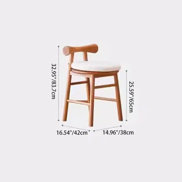 Contemporary Scandinavian Round Solid Wood Lambswool Vanity Stool Backrest For Bedroom - Image 6