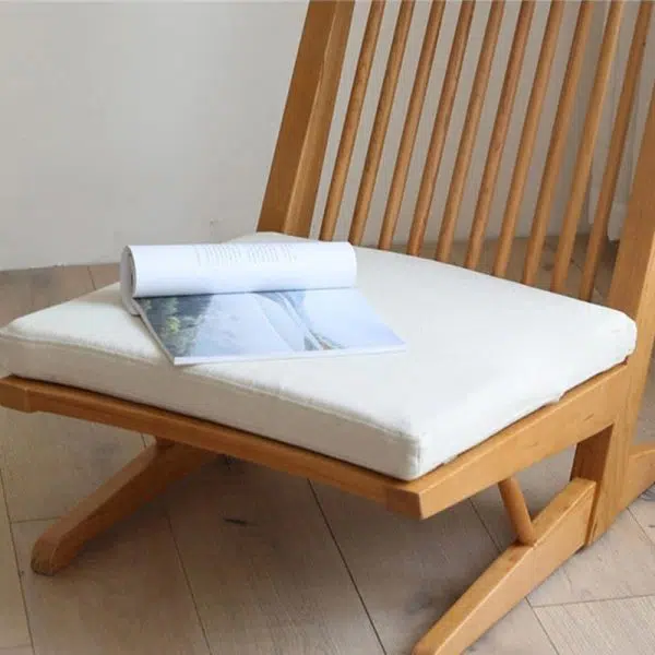 Traditional Japanese Rectangular Solid Wood Linen Accent Chair Backrest For Living Room - Image 7