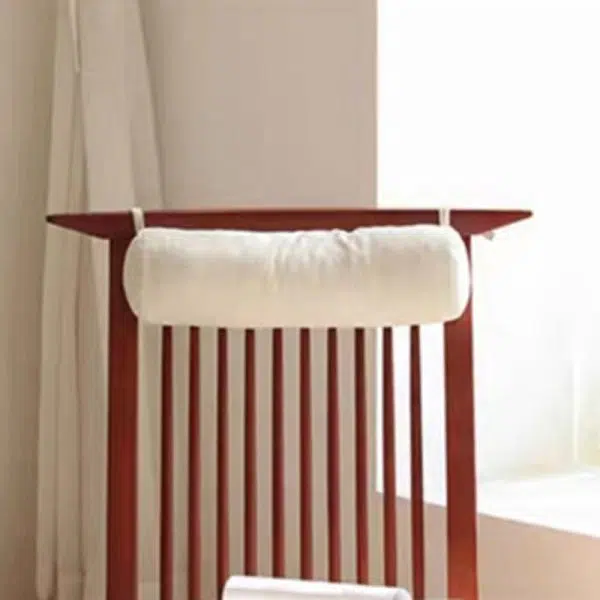 Traditional Japanese Rectangular Solid Wood Linen Accent Chair Backrest For Living Room - Image 8