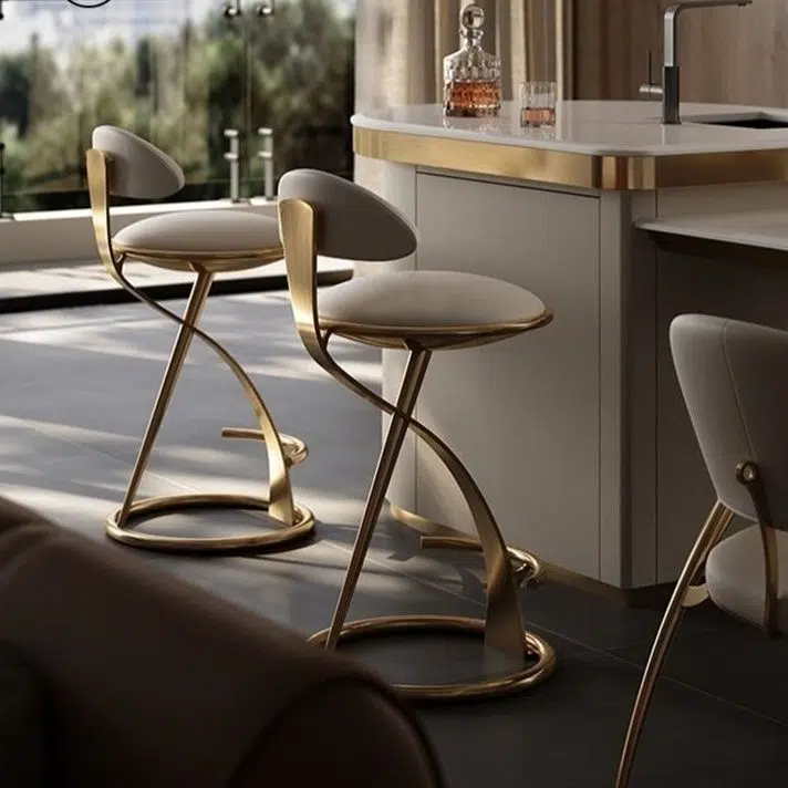 DFM-Chair-FP01447-1.jpg Contemporary Nordic Round Leather Stainless Steel Bar Stool Backrest For Dining Room - Image 1