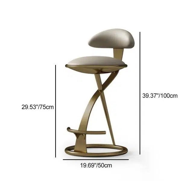 Contemporary Nordic Round Leather Stainless Steel Bar Stool Backrest For Dining Room - Image 7