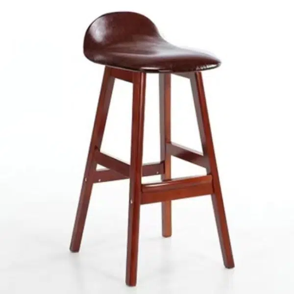Contemporary Scandinavian Oval Cushion Rubberwood Bar Stool Backrest For Dining Room - Image 23