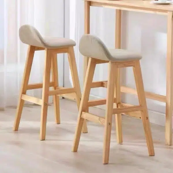 Contemporary Scandinavian Oval Cushion Rubberwood Bar Stool Backrest For Dining Room - Image 2