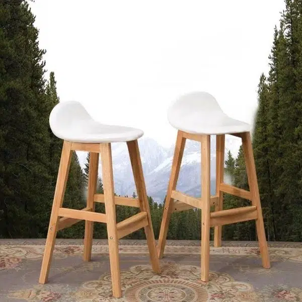 Contemporary Scandinavian Oval Cushion Rubberwood Bar Stool Backrest For Dining Room - Image 6