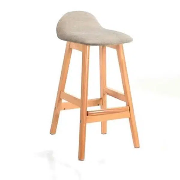 Contemporary Scandinavian Oval Cushion Rubberwood Bar Stool Backrest For Dining Room - Image 12
