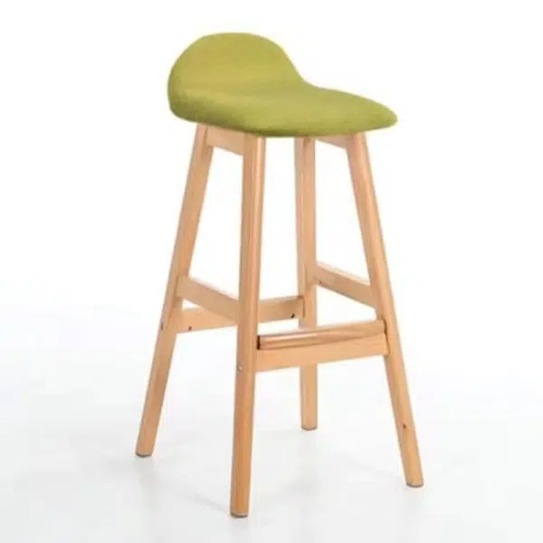Contemporary Scandinavian Oval Cushion Rubberwood Bar Stool Backrest For Dining Room - Image 14