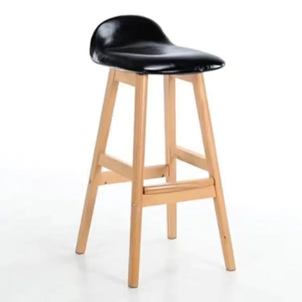 Contemporary Scandinavian Oval Cushion Rubberwood Bar Stool Backrest For Dining Room - Image 15