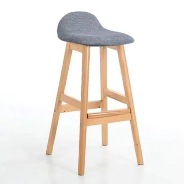 Contemporary Scandinavian Oval Cushion Rubberwood Bar Stool Backrest For Dining Room - Image 16