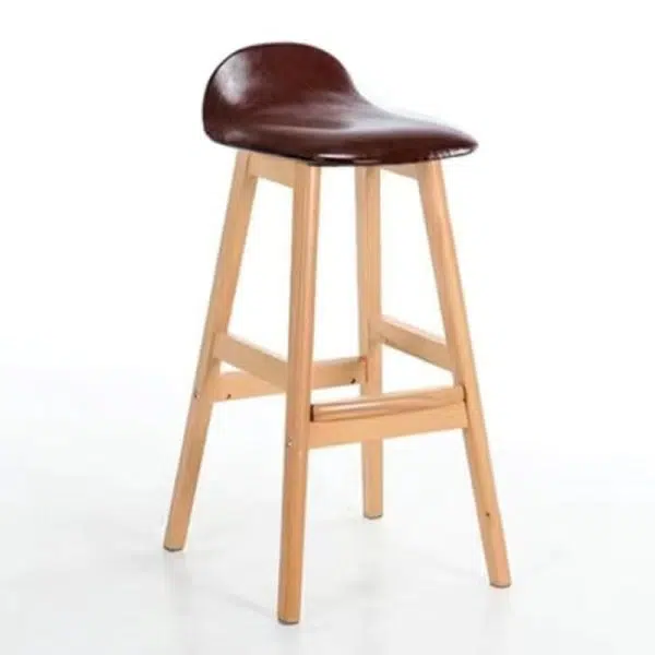 Contemporary Scandinavian Oval Cushion Rubberwood Bar Stool Backrest For Dining Room - Image 19