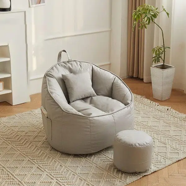 Contemporary Scandinavian Round Leathaire Accent Chair Backrest For Living Room - Image 19