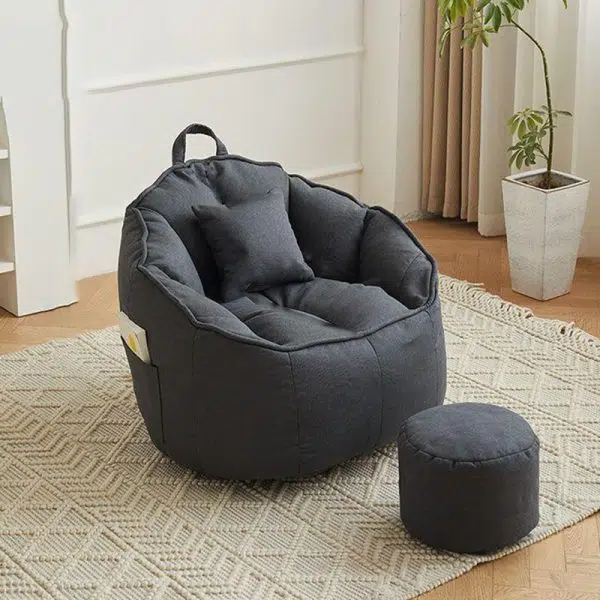 Contemporary Scandinavian Round Leathaire Accent Chair Backrest For Living Room - Image 21