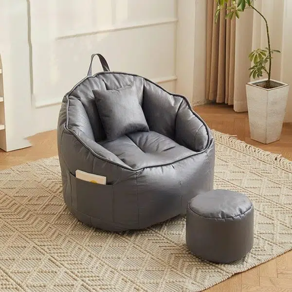 Contemporary Scandinavian Round Leathaire Accent Chair Backrest For Living Room - Image 22