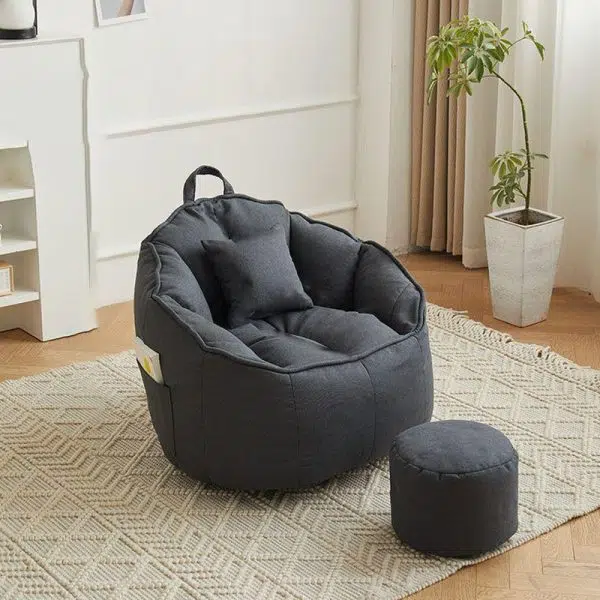 Contemporary Scandinavian Round Leathaire Accent Chair Backrest For Living Room - Image 23
