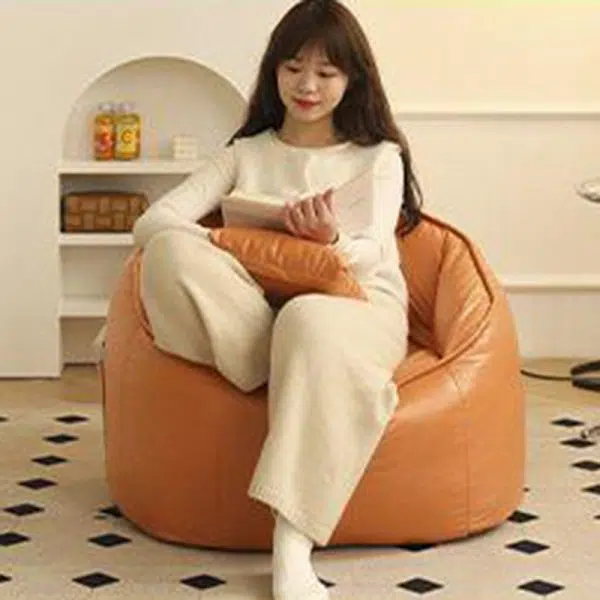 Contemporary Scandinavian Round Leathaire Accent Chair Backrest For Living Room - Image 9