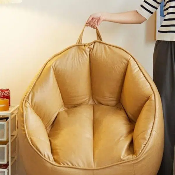 Contemporary Scandinavian Round Leathaire Accent Chair Backrest For Living Room - Image 5