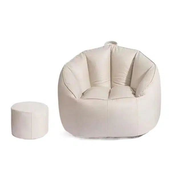 Contemporary Scandinavian Round Leathaire Accent Chair Backrest For Living Room - Image 25