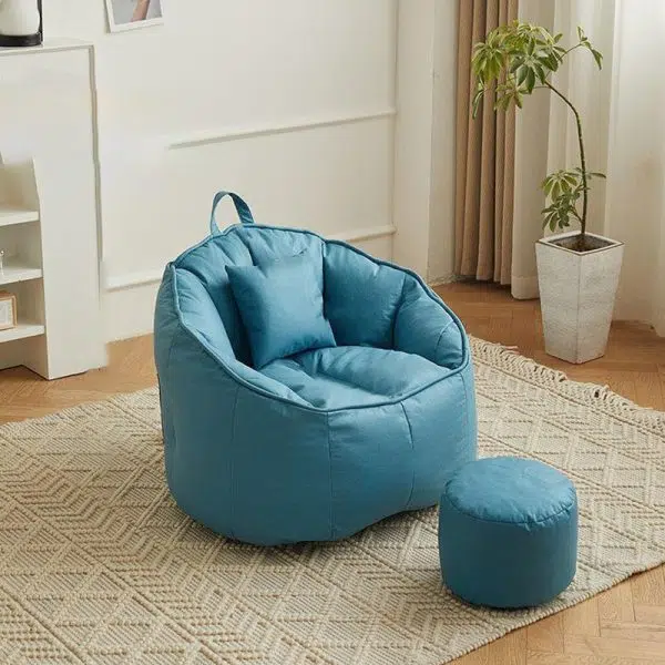 Contemporary Scandinavian Round Leathaire Accent Chair Backrest For Living Room - Image 12