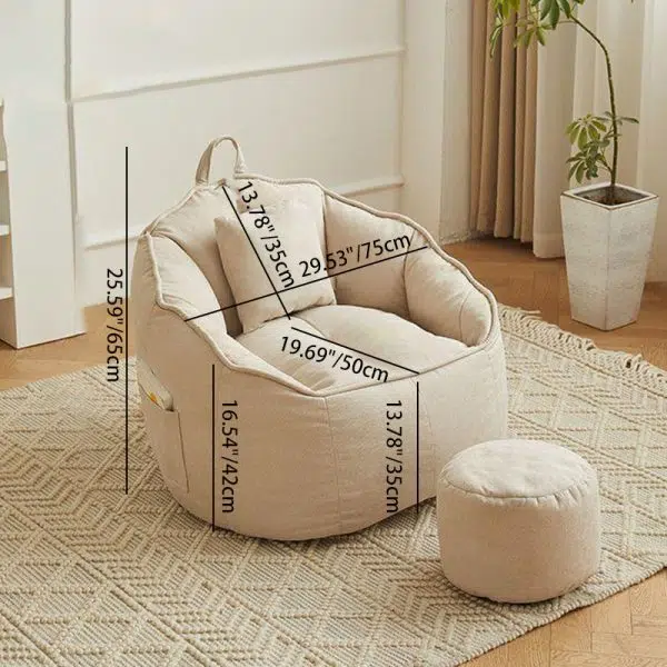 Contemporary Scandinavian Round Leathaire Accent Chair Backrest For Living Room - Image 4