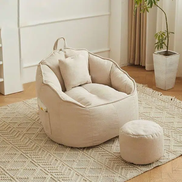 Contemporary Scandinavian Round Leathaire Accent Chair Backrest For Living Room - Image 15