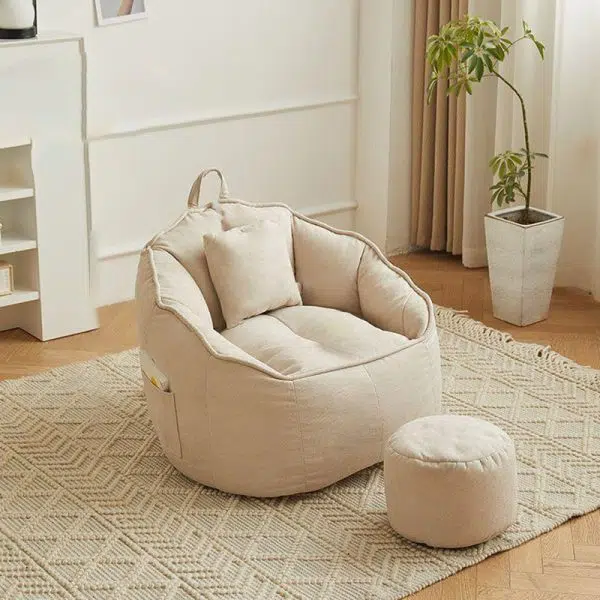 Contemporary Scandinavian Round Leathaire Accent Chair Backrest For Living Room - Image 16