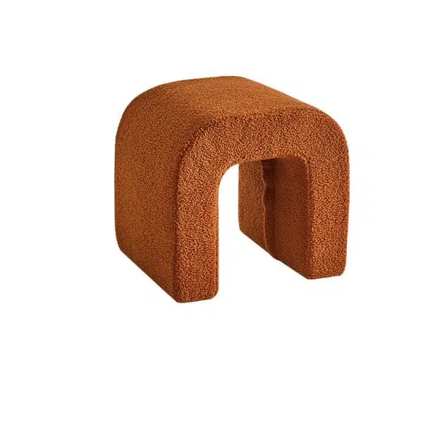 Contemporary Creative U-Shape Lambswool Solid Wood Vanity Stool For Bedroom - Image 16