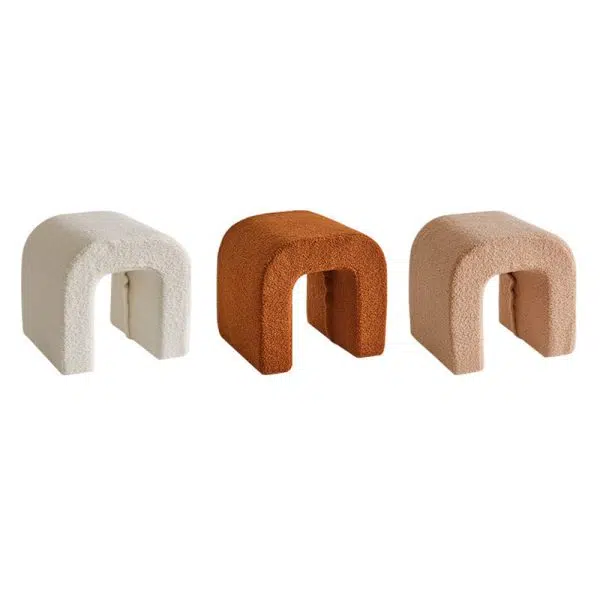 Contemporary Creative U-Shape Lambswool Solid Wood Vanity Stool For Bedroom - Image 18