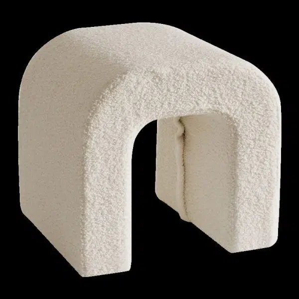 Contemporary Creative U-Shape Lambswool Solid Wood Vanity Stool For Bedroom - Image 19