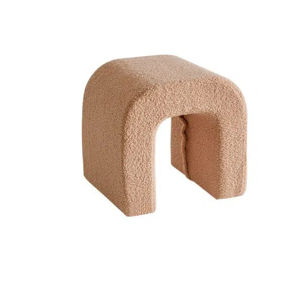 Contemporary Creative U-Shape Lambswool Solid Wood Vanity Stool For Bedroom - Image 17