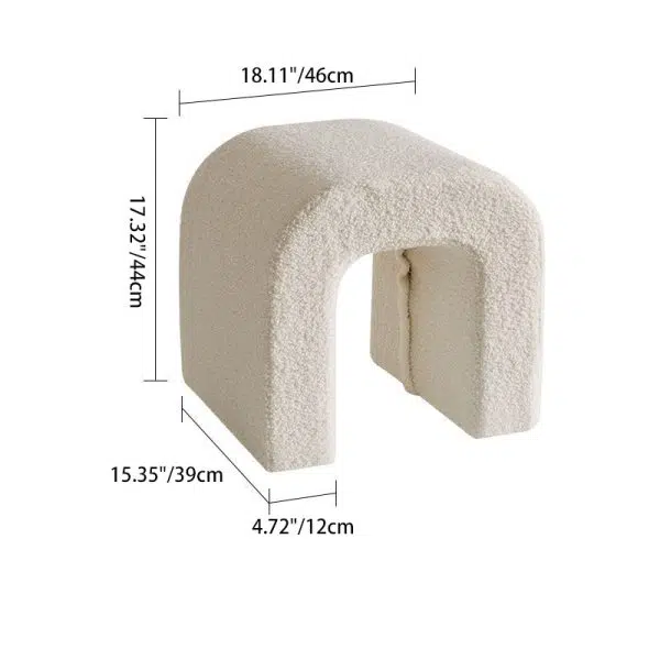 Contemporary Creative U-Shape Lambswool Solid Wood Vanity Stool For Bedroom - Image 4