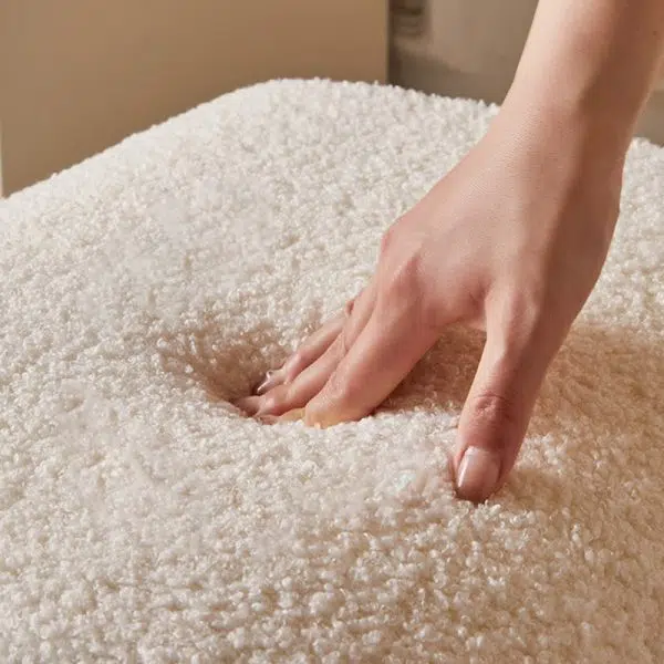 Contemporary Creative U-Shape Lambswool Solid Wood Vanity Stool For Bedroom - Image 5