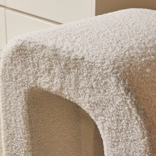 Contemporary Creative U-Shape Lambswool Solid Wood Vanity Stool For Bedroom - Image 7