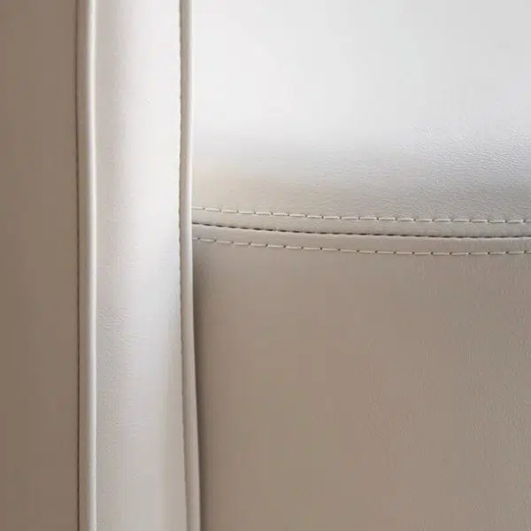 Contemporary Nordic Cylinder Microfiber Leather Aluminum Wood Vanity Stool Backrest For Bedroom - Image 7