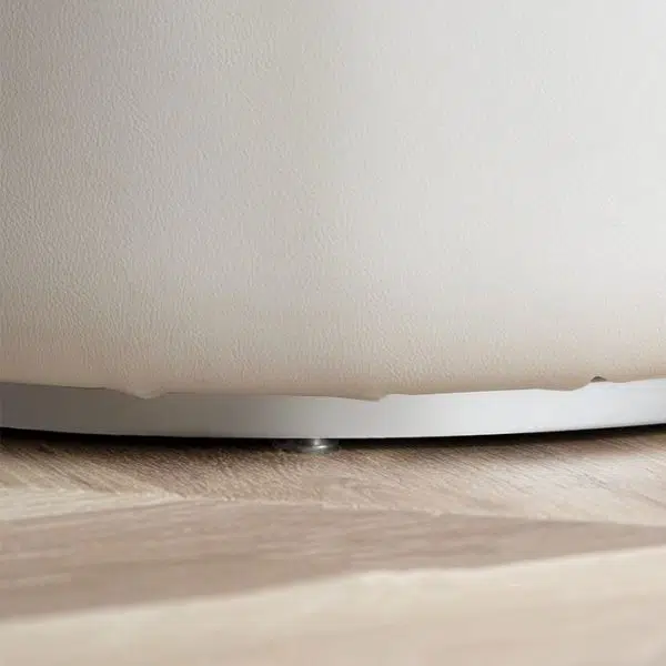 Contemporary Nordic Cylinder Microfiber Leather Aluminum Wood Vanity Stool Backrest For Bedroom - Image 8