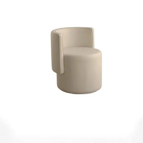 Contemporary Nordic Cylinder Microfiber Leather Aluminum Wood Vanity Stool Backrest For Bedroom - Image 19