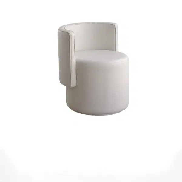 Contemporary Nordic Cylinder Microfiber Leather Aluminum Wood Vanity Stool Backrest For Bedroom - Image 20