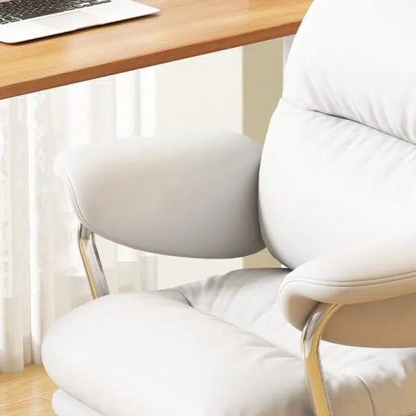 Contemporary Nordic Square Back PU Leather Stainless Steel Desk Chair Backrest Armrest For Home Office - Image 5