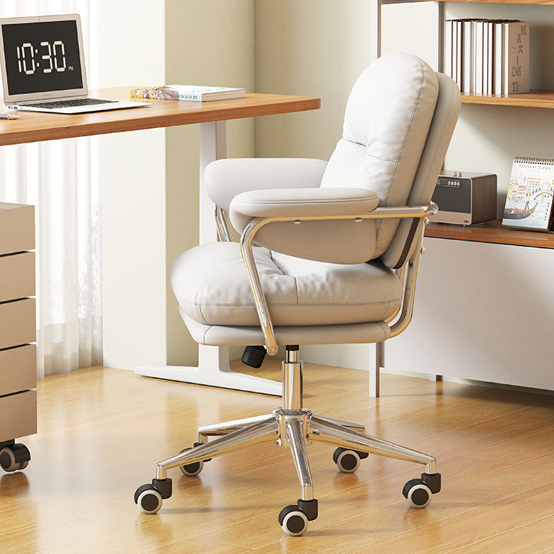 DFM-Chair-FP01583-15.jpg Contemporary Nordic Square Back PU Leather Stainless Steel Desk Chair Backrest Armrest For Home Office - Image 2