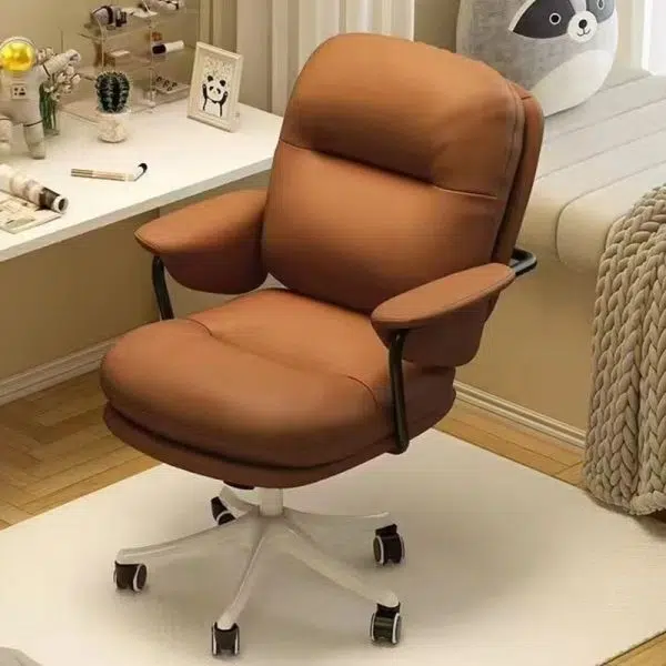 Contemporary Nordic Square Back PU Leather Stainless Steel Desk Chair Backrest Armrest For Home Office - Image 10