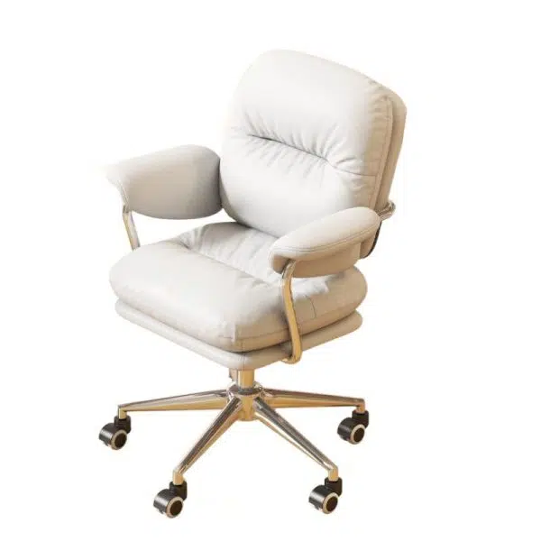 Contemporary Nordic Square Back PU Leather Stainless Steel Desk Chair Backrest Armrest For Home Office - Image 14