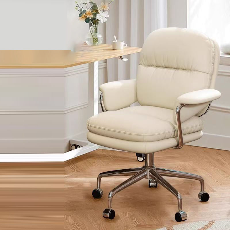 DFM-Chair-FP01583-8.jpg Contemporary Nordic Square Back PU Leather Stainless Steel Desk Chair Backrest Armrest For Home Office - Image 1