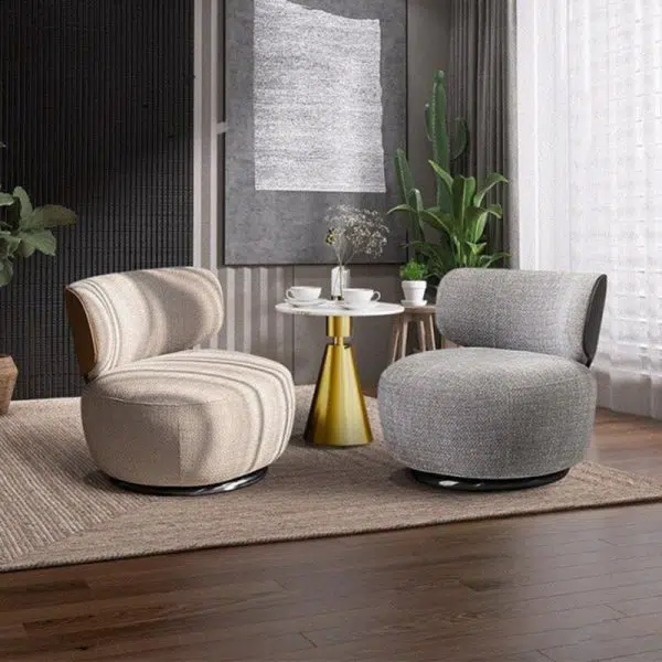 Traditional European Round Linen Solid Wood Iron Sofa Backrest For Living Room - Image 8